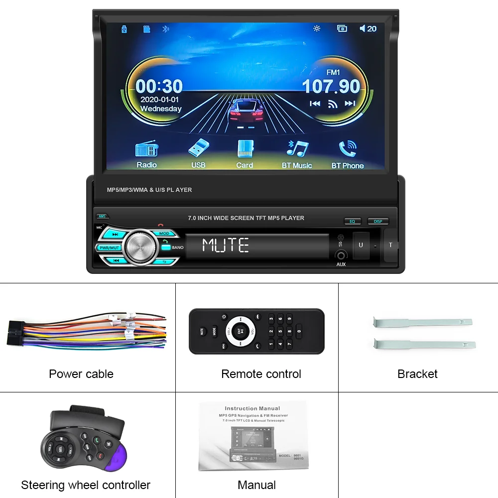 Автомобильный MP5-плеер AMPrime универсальный выдвижной HD монитор с 7 &quotсенсорным