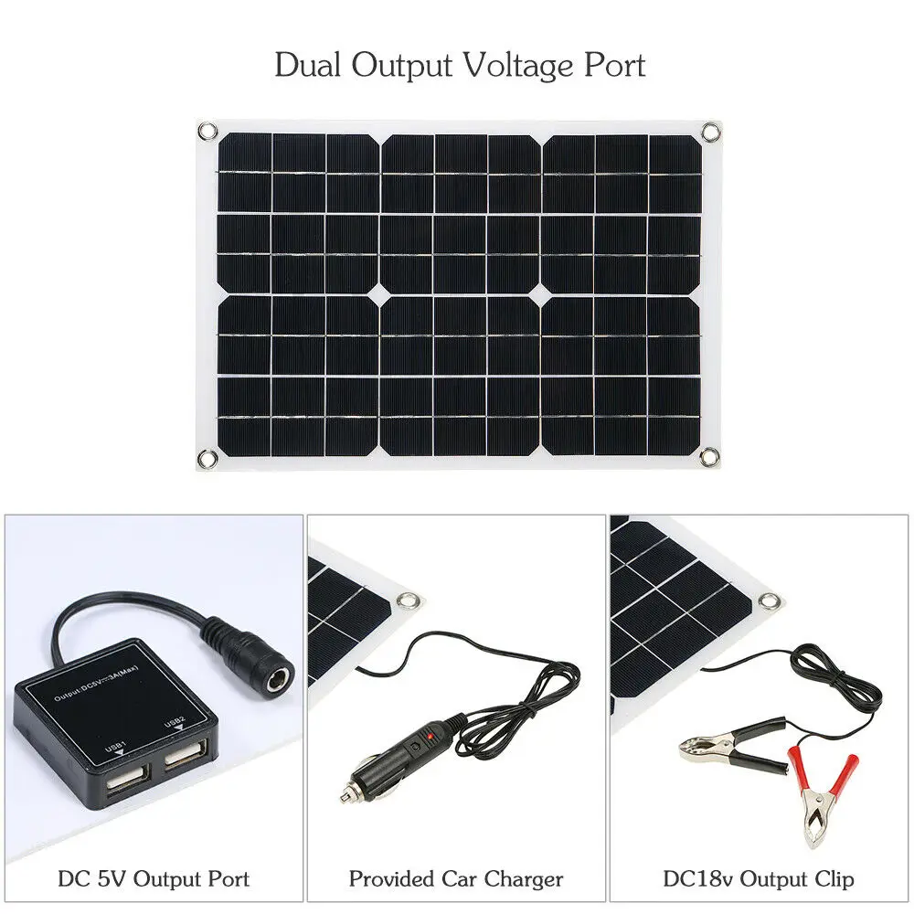 Цена 50W 12V Панели солнечные Батарея Зарядное устройство ШИМ контроллер регулятор двойной 12v/5v USB Водонепроницаемый солнечных батарей поли солнеч...