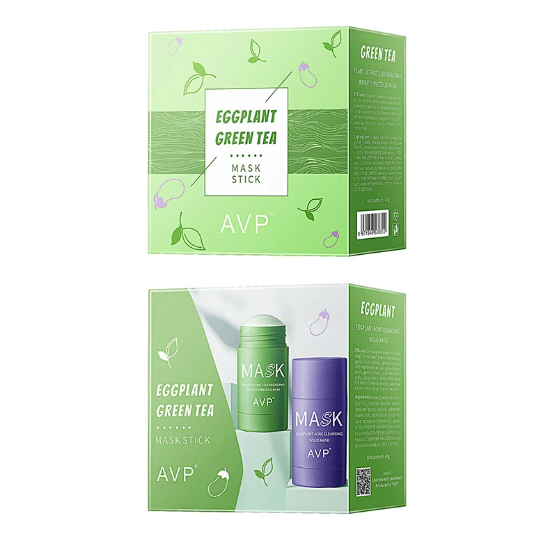 

Green Tea Eggplant Mask Stick Deep Cleansing Solid Mask Oil Control Pores Purifying Clay Mask Whitening Deep Cleansing Mud