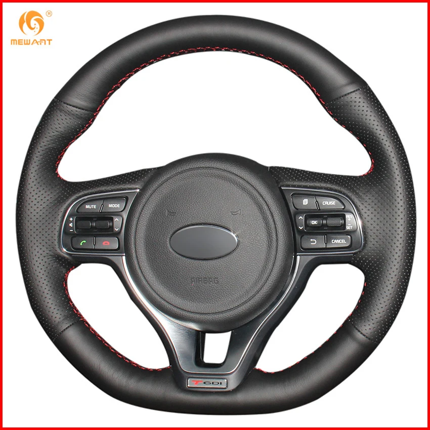 MEWANT черный чехол рулевого колеса автомобиля из натуральной кожи для Kia K5 2016 2017