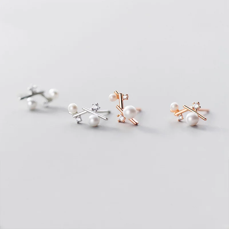

PONYKISS Romantic S925 Sterling Silver Pearl and Zircon Stud Earrings Women Party Delicate fine Jewelry Accessories chic Gift