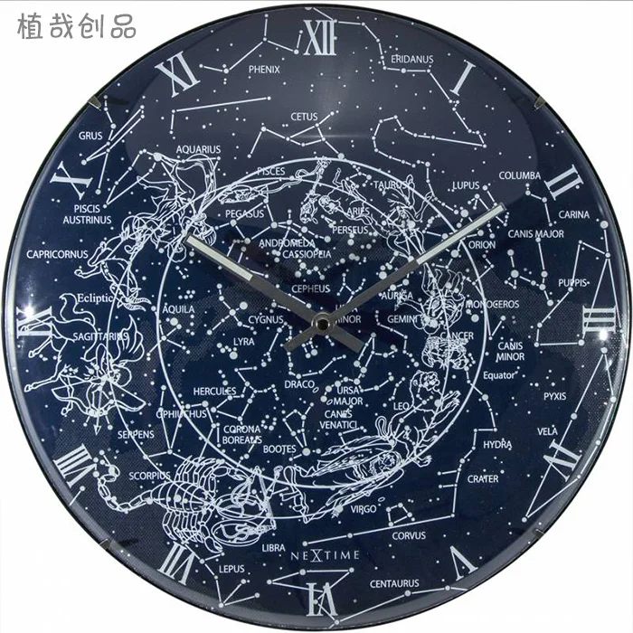 

Luminous Glass Large Wall Clock Mechanism Living Room 3D Creative Milky Way Silent Nordic Night-light Horloge Mural Decor SC188