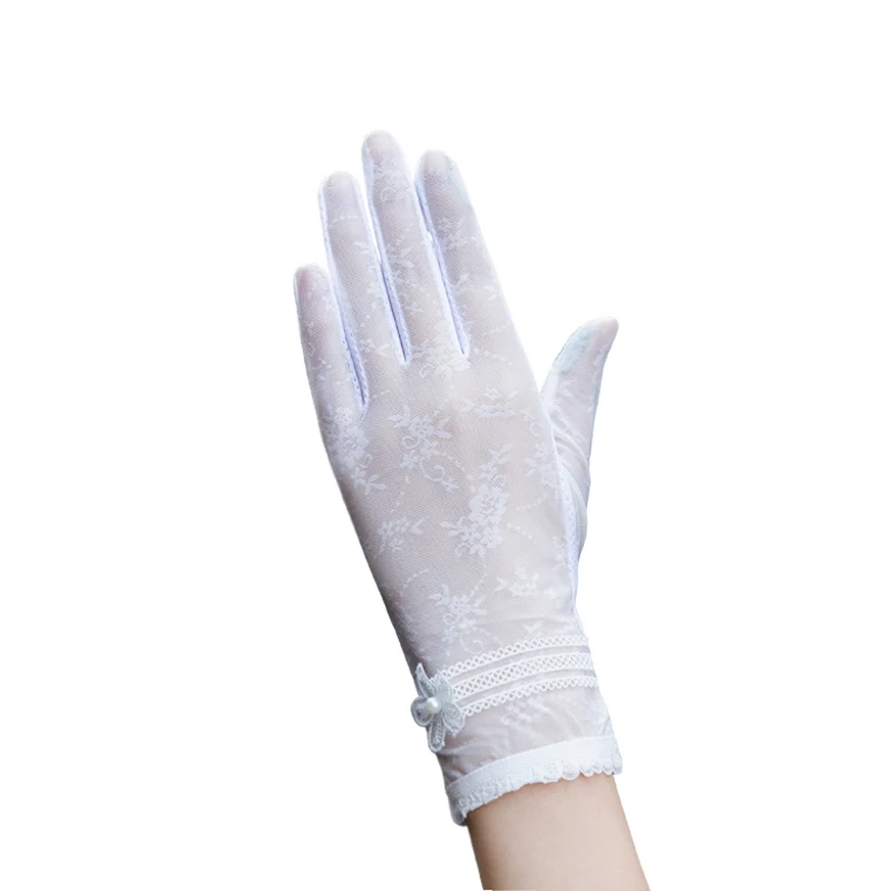 

1Pair Female Sexy Lace Driving Gloves Spring And Summer Women's Thin Lace Sunscreen Gloves Lady's Short Uv Protection Gloves