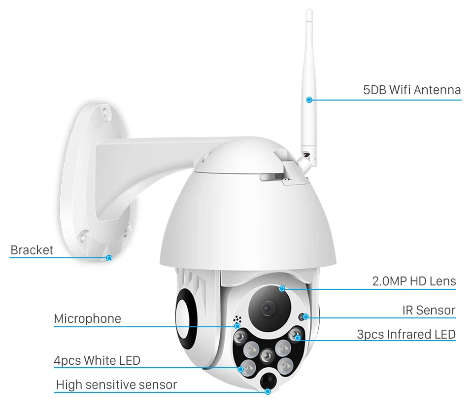 1080P наружная камера наблюдения с датчиком PTZ IP камера 4X цифровой зум двухстороннее аудио Wifi камера с автоматическим отслеживанием цвета ночного видения CCTV видеонаблюдение