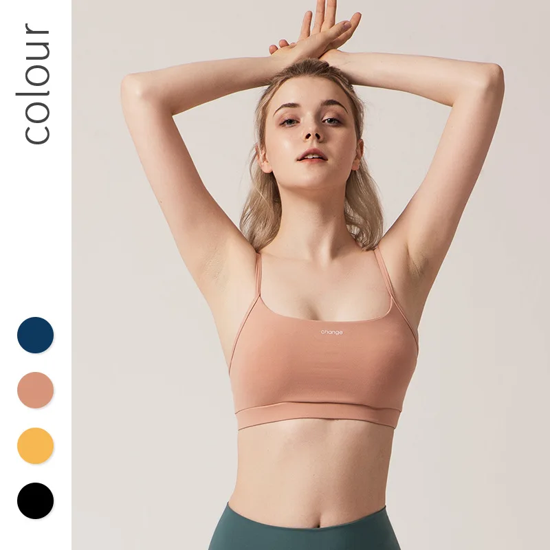 Розовый спортивный бюстгальтер одежда для йоги с нагрудной подкладкой