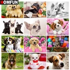 Алмазная живопись HOMFUN Кот, собака, цветы, квадратнаякруглая вышивка, настенное украшение, инкрустированная смолой, вышивка, рукоделие, вышивка крестиком