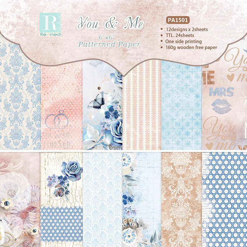 

24pcs 6 Inch Valentines Day Scrapbooking Pads Paper Diy Scrapbook Paper Pack Origami Art Craft Photo Album Background Paper