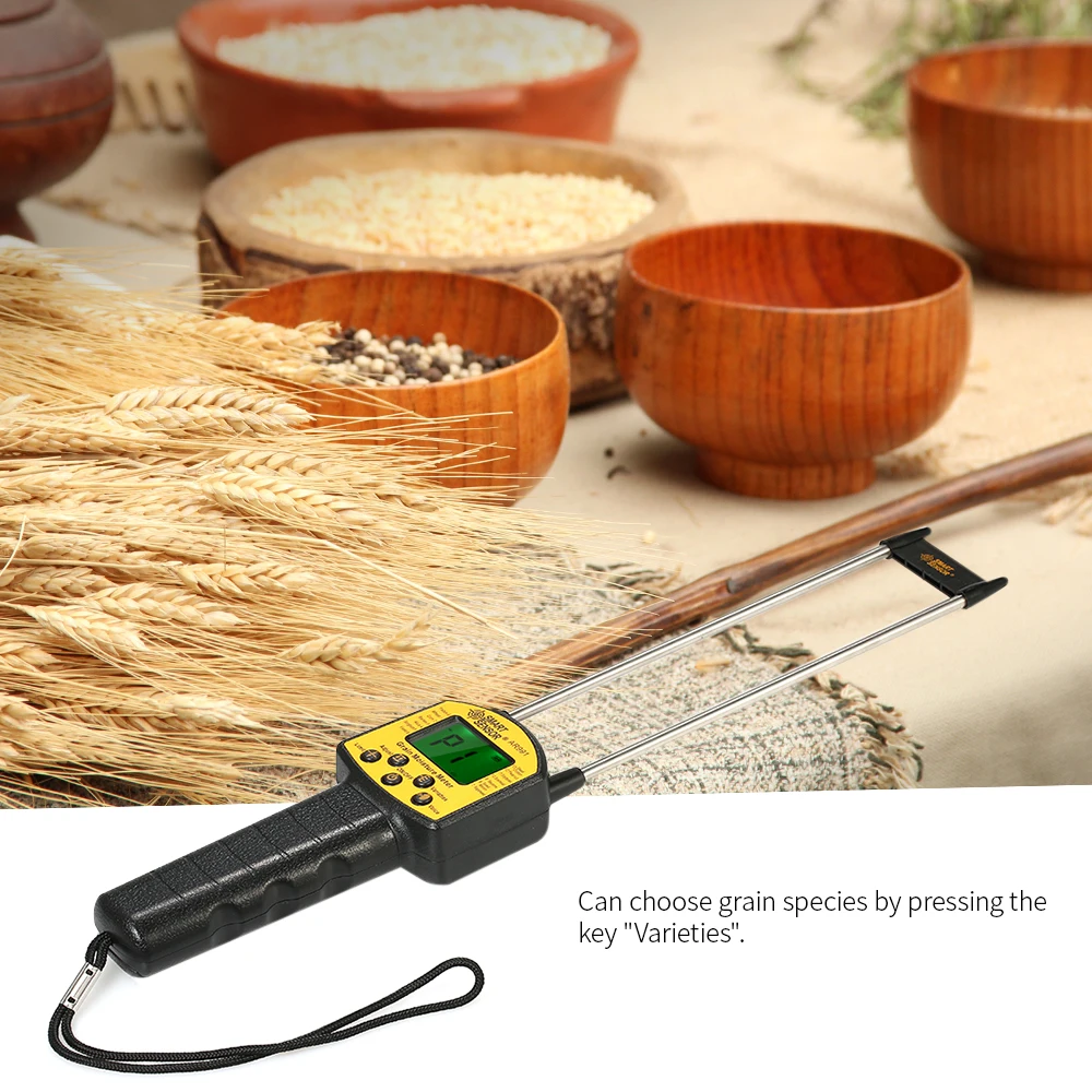 

SMART SENSOR Moisture Meter Handheld LCD Digital Grain Moisture Meter Hygrometer with Measuring Probe for Corn Wheat Rice Bean