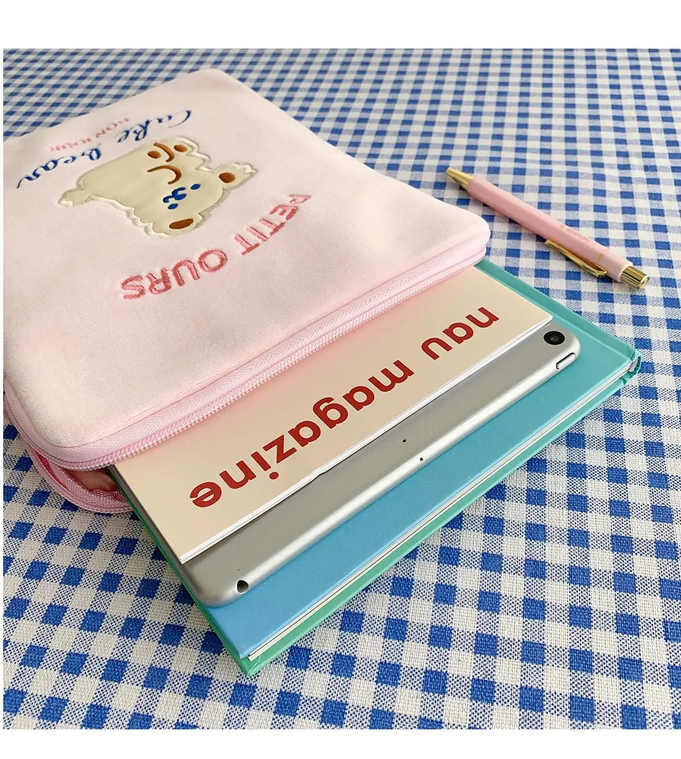 

Fashion Milkjoy Cartoon Bear Handbag 10.5 11inch Mac ipad Case Holder Cute Korea Fashion iPad Bags Cotton Soft Travel Business