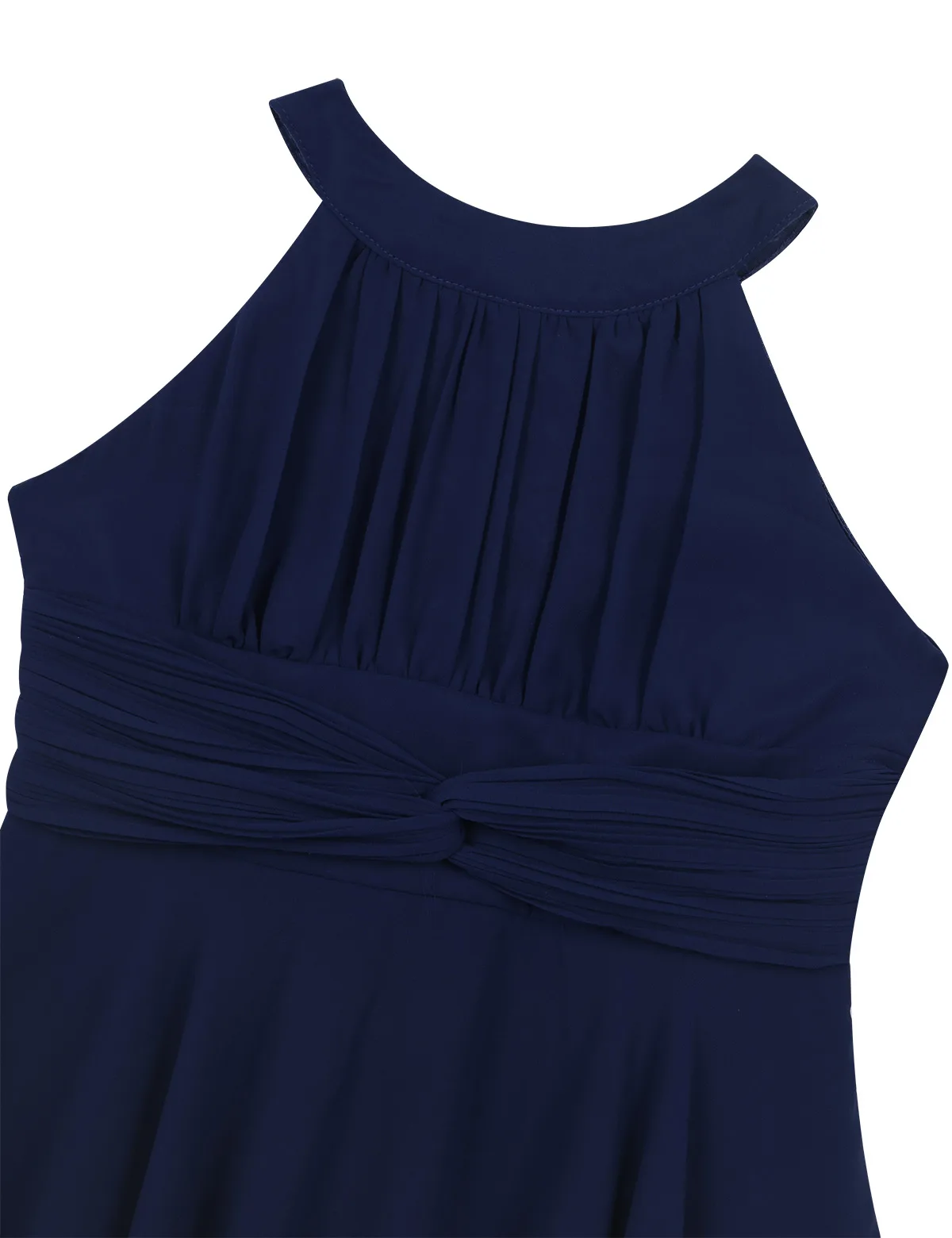 Шифоновое платье с лямкой на шее для девочек-подростков высоким и низким подолом