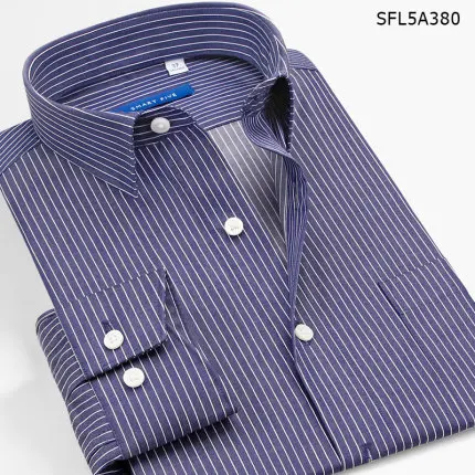 Хлопок, большие размеры, M-3XL, 4XL, 5XL, осень-лето, мужские повседневные платья с длинным рукавом, деловые рубашки в полоску, красные, синие - Цвет: SFL5A380