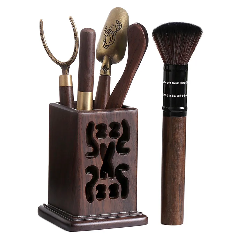 

Kungfu Tea Set Accessories Black Sandalwood Solid Wood Tea Ceremony Six Gentleman Set Tea Making Tools Tea Clip Needle Spoon