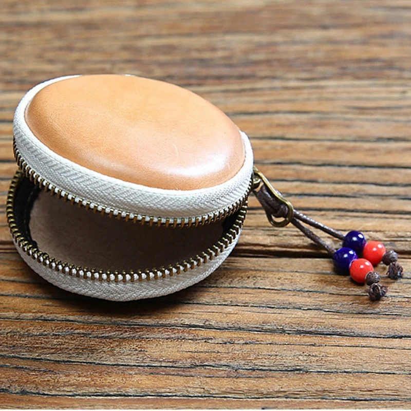 

Western Style Fashion Zipper Leather Wallet All-Match Mini Cute Coin Small Round Bag