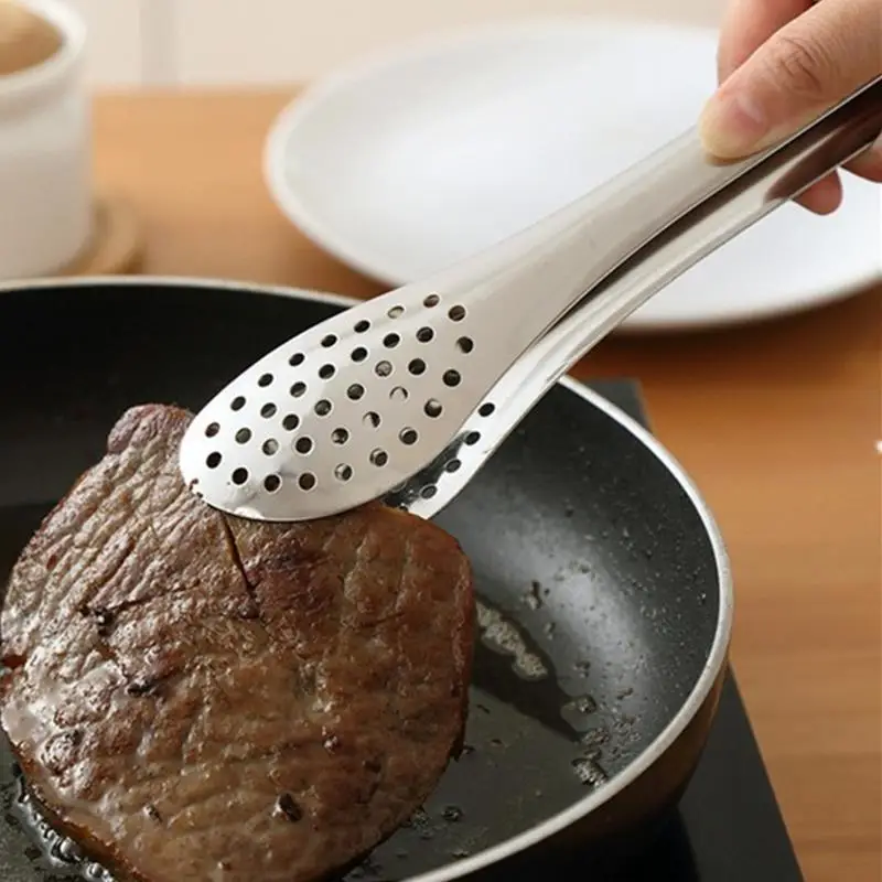 1 шт. Нержавеющая сталь Кухня Tong термостойкие в дырочку для барбекю щипцы пищевые