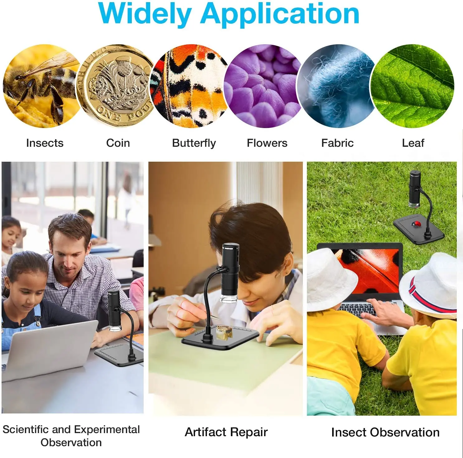 Беспроводной цифровой микроскоп Ручной USB HD Инспекционная камера 50x 1000x