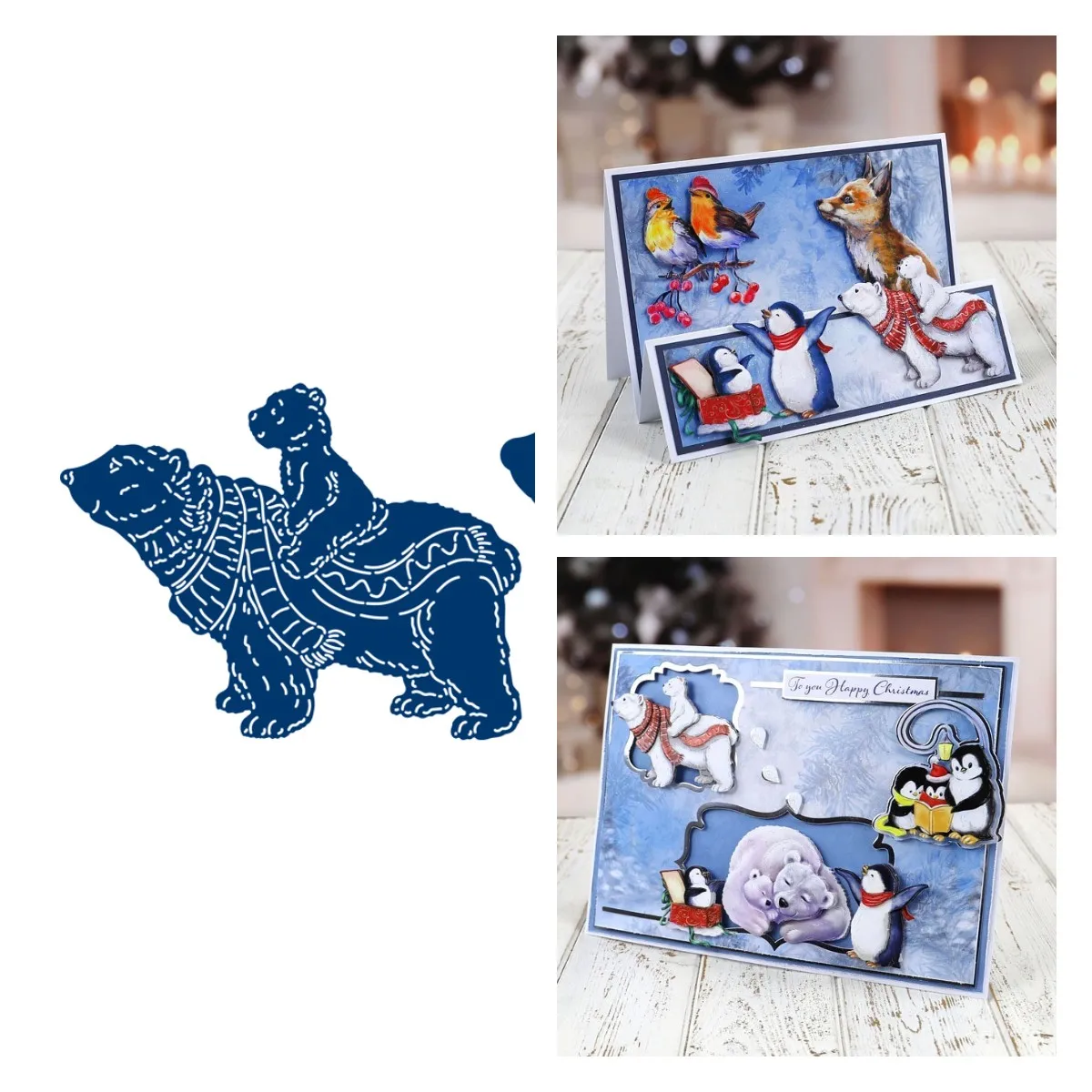 

Christmas Cuddles Polar Bear Die Cutting Dies Scrapbook Diary Decoration Stencil Ebossing Template DIY Greeting Card Albums