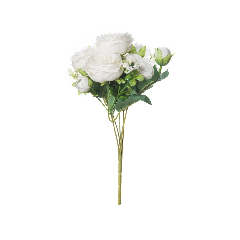 

White Roses Artificial Flowers Silk Peonies Wedding Decorative Vases for Home Decor Bride Bouquet Foam Craft Gifts Fake Plants