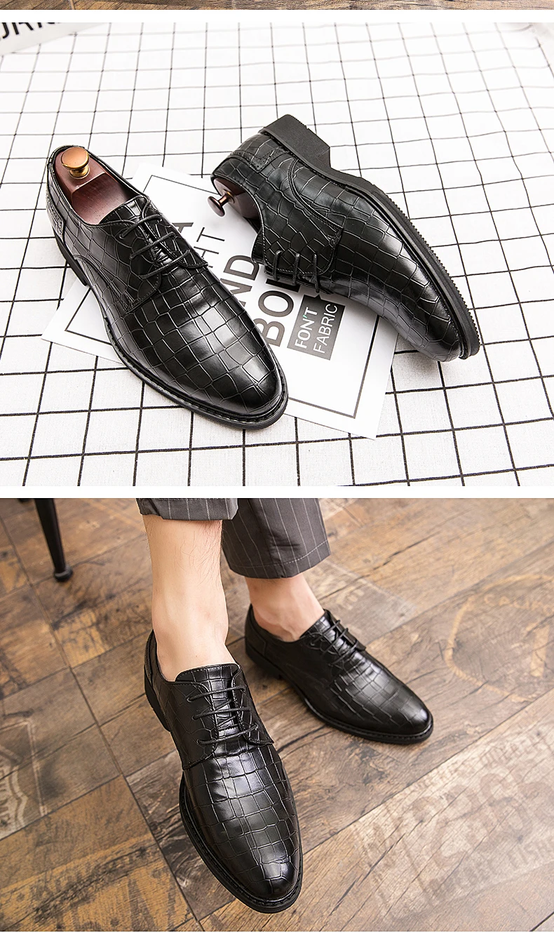 Men Dress Shoes Wedding Oxford Shoes Lace-Up high quality business Casual Shoes Mens Formal Shoes Flats Party Office Shoes 38-47