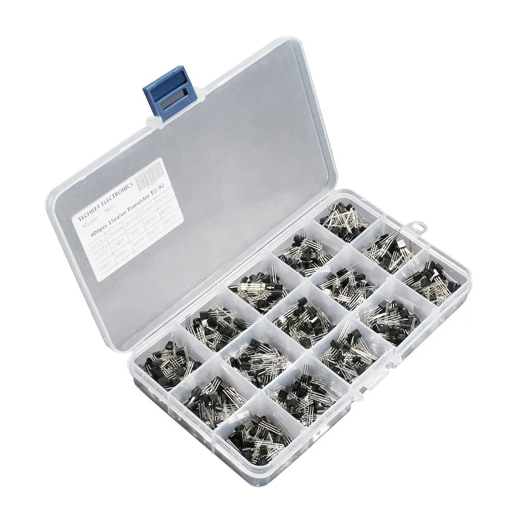 600Pcs TO-92 Transistor Assortment Box Kit 15 Value x 40 Pcs Transistors 2N2222 2N3904 2N3906 C945 S8050 S8550 S9014 S9013 | Инструменты