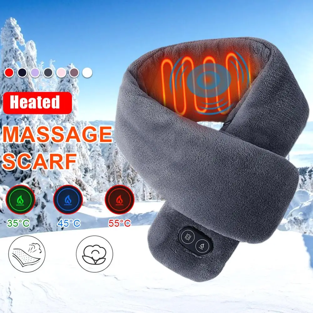

New 2021 Winter Scarf Heated Scarf USB Women Heating Scarf Couple Scarf Neckerchief Plush Collar Scarves