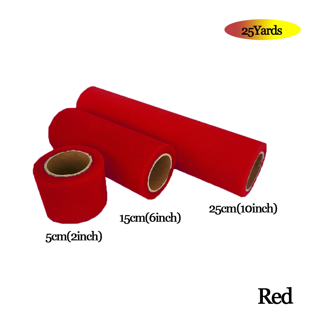 RED Фатиновая юбка-пачка из органзы в рулоне 5 см, 15 см, 25 см, розовый, синий цвет, Тюлевая юбка-пачка из органзы, вечерние украшения для девочек 25 лет - Цвет: RED