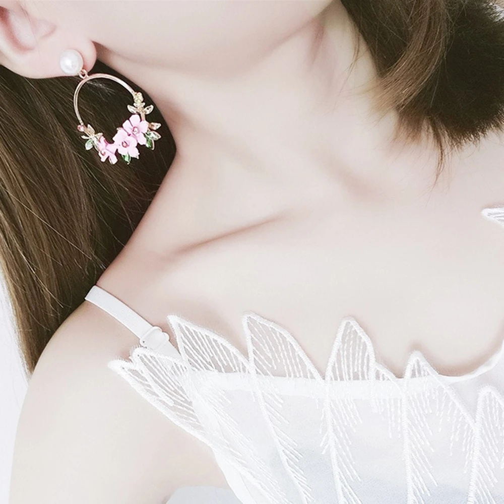 Модные милые серьги в виде розовых цветов для женщин и девушек ювелирные изделия