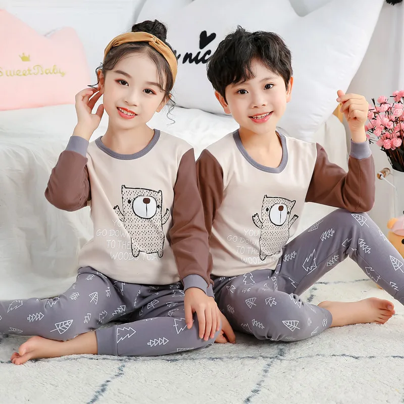 

New Autumn Boys Girls Pajamas Long sleeve Children's Clothing Sleepwear Cotton Pyjamas Sets For Kids 2 4 6 8 10 12 13 Years