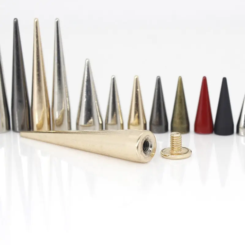 

10pcs Solid Metal Screwback Cone Studs Bullet Spike Long Punk Rivets for DIY Leather Craft Bag Garment Clothing Shoes Decor