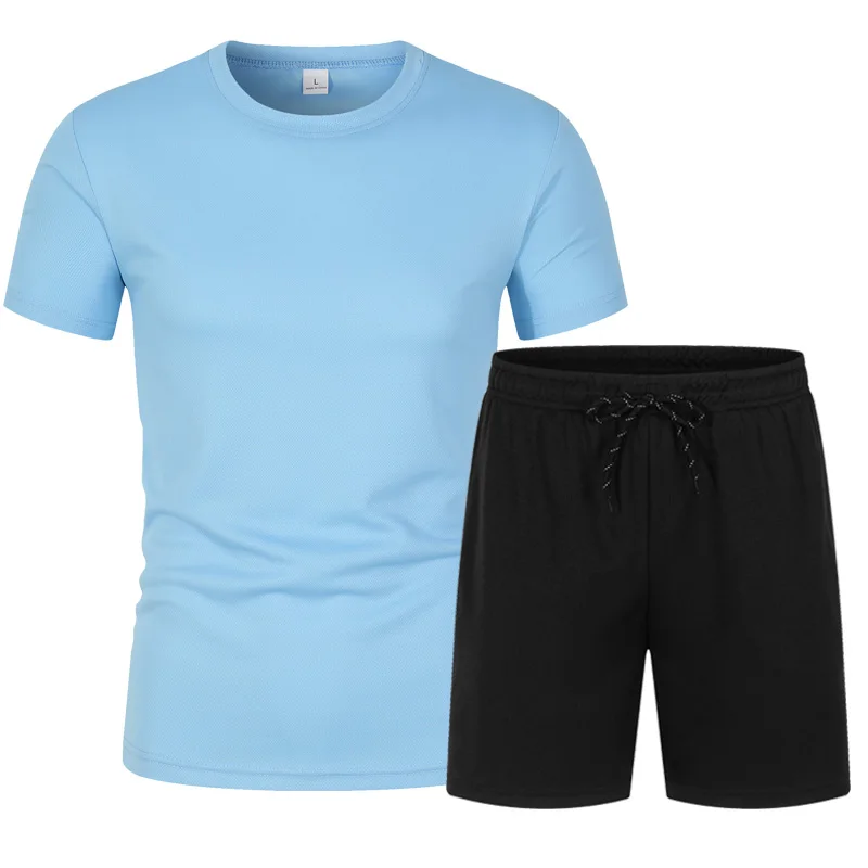 

2021 New Young Breathable Casual Suit Summer Fitness Quick Drying Climbing Sleeve Sport Set Running Spring Big Yards M-5XL