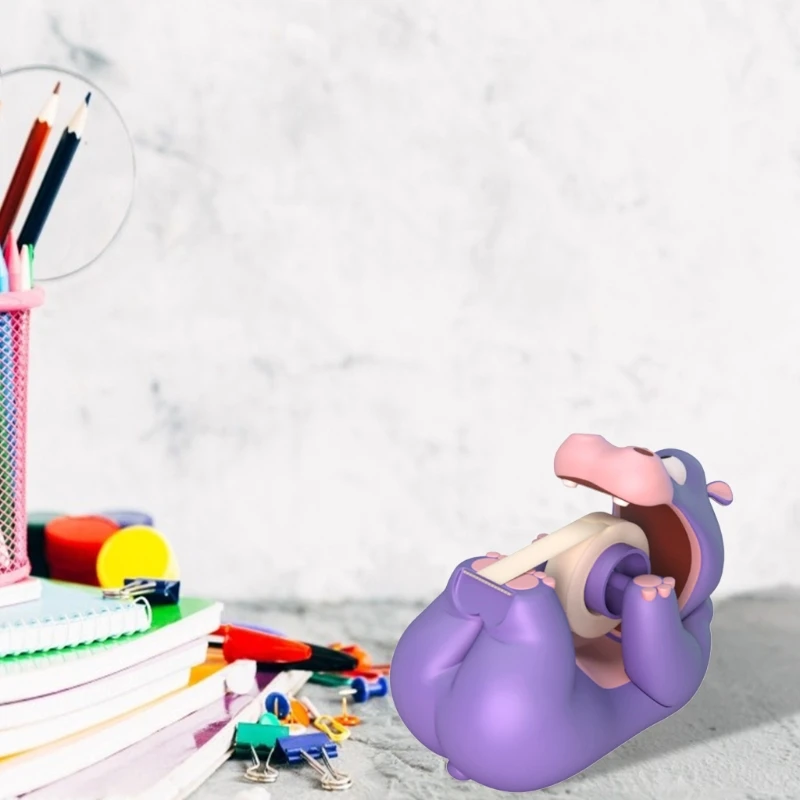

P8DF Creative Hippo Tape Dispenser Desktop Adhesive Cutter Stand Holder Office School Supplies Stationery