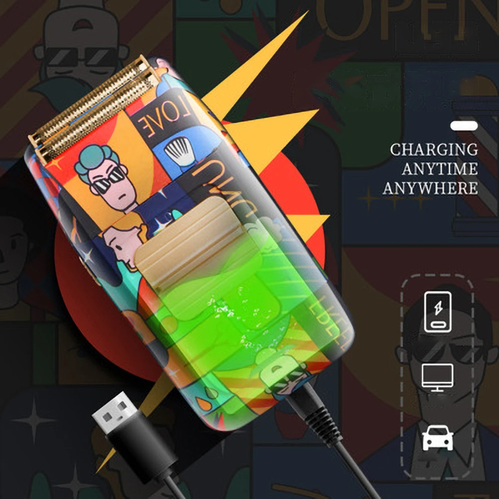 Электробритва Kemei для мужчин Машинка бритья головы лысая с функцией граффити