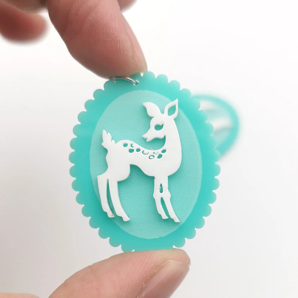 Модные новые овальные мятно-зеленые акриловые серьги-капли с оленем женские