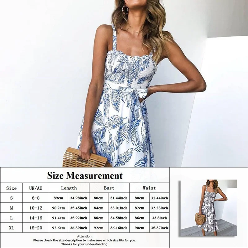 

Vintage Casual Sundress Female Beach Dress Printed leaf lace-up ruffled Dress Women Summer 2020 Boho Sexy Floral Dress