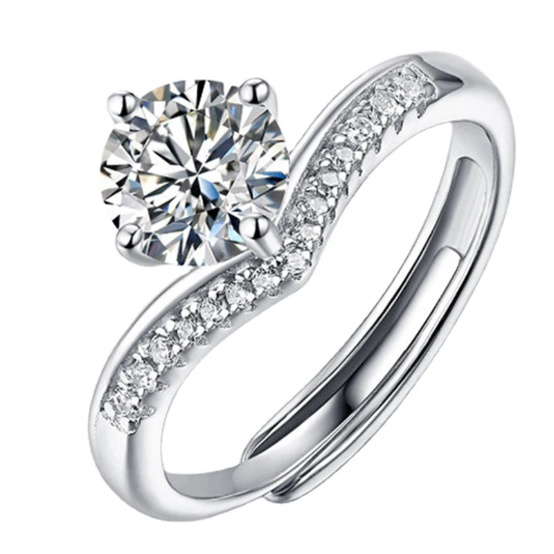 

Genuine S925 Sterling Silver Rings Womens 1 Carat Diamond Jewelry Proposal Engagement Wedding Luxury Exquisite Elegant Original