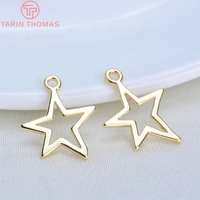 85110pcs 14x12mm 24k gold color plated brass star charms pendants high quality diy jewelry making findings accessories