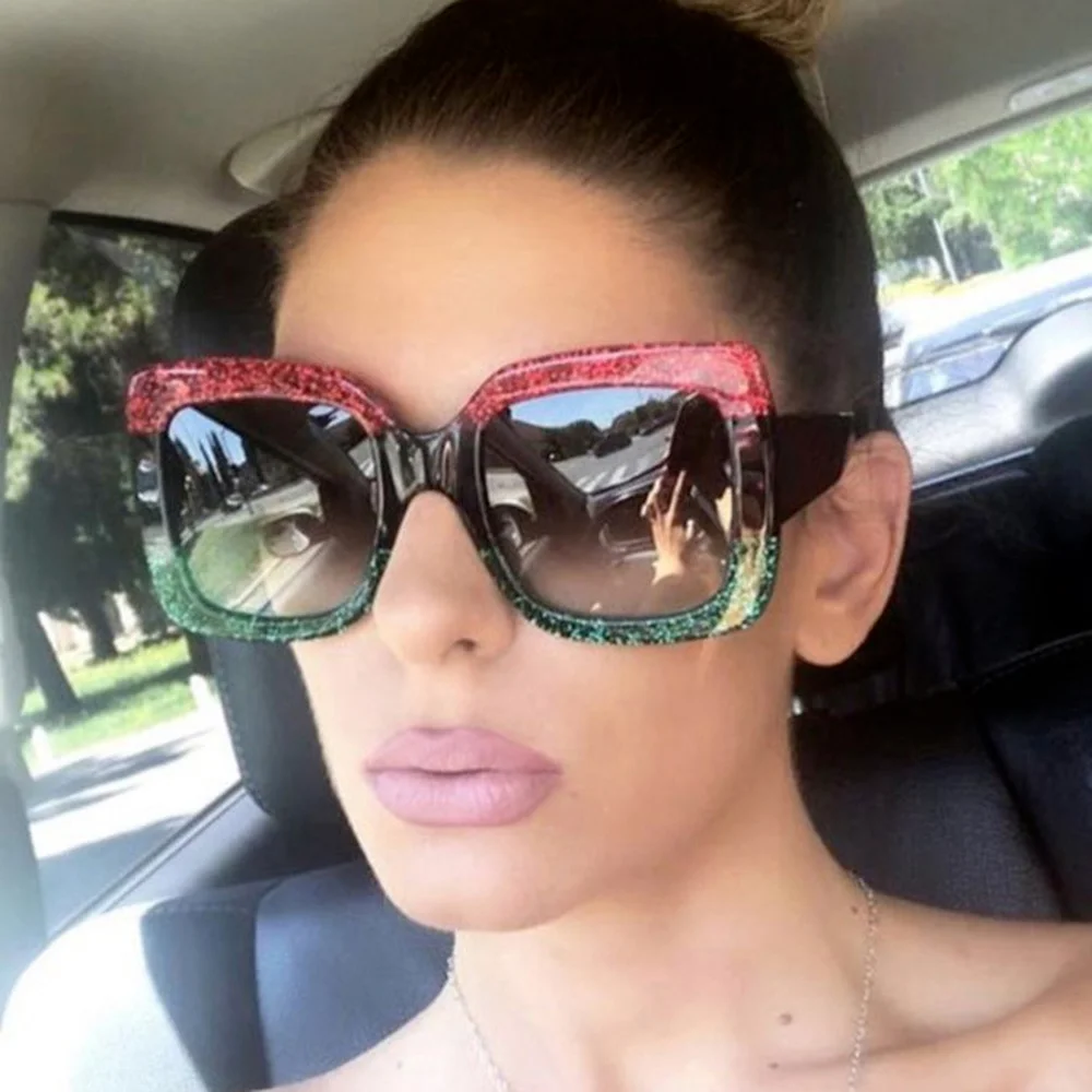 

Brand Designer Colorful Big Square Sunglasses Women Classic Tinted Color Lens Oversized Shades Vintage Shopping Female Eyewear