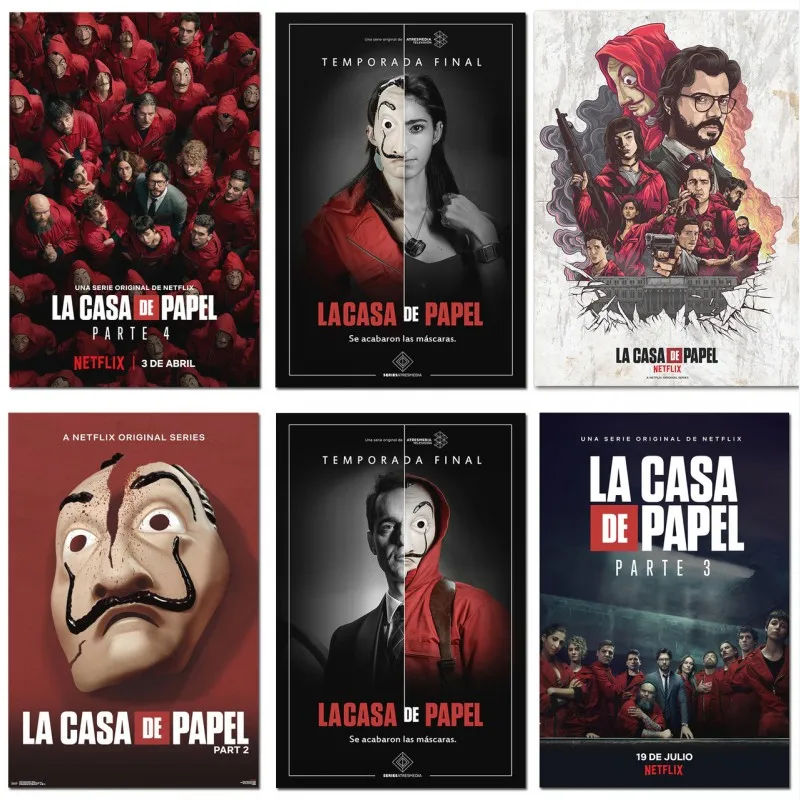 La casa de papel Poster stampe Movie TV Show stagione 4 3 2 1 Money Heist Wall Art Picture Decor The