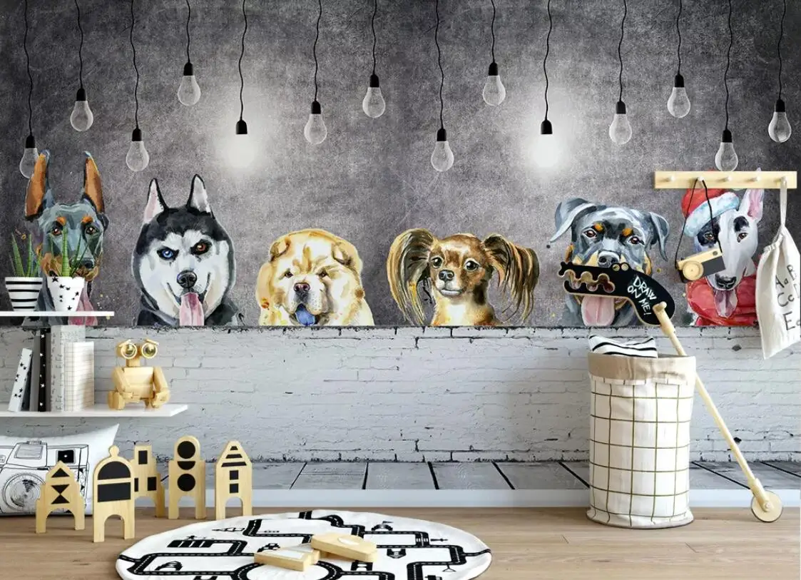 

3d Kids Children Room Animal Wallpaper Grey Background for Living Room Mural Wall Decor Wall Papers Roll HD Contact Paper