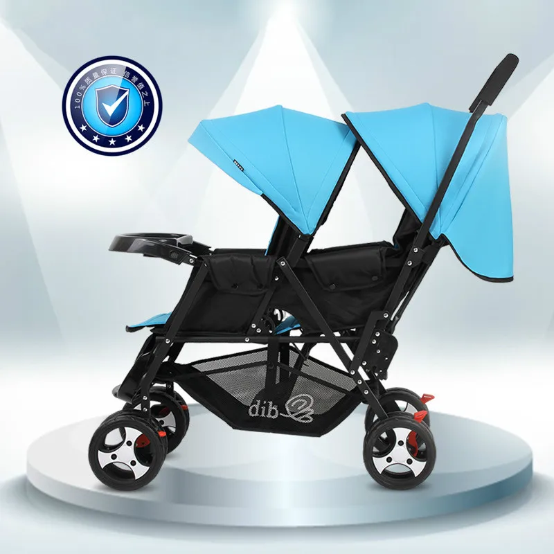 Double Stroller Twin Baby Stroller  Lightweight Folding Front and Rear Reclining Baby Stroller Babyfond