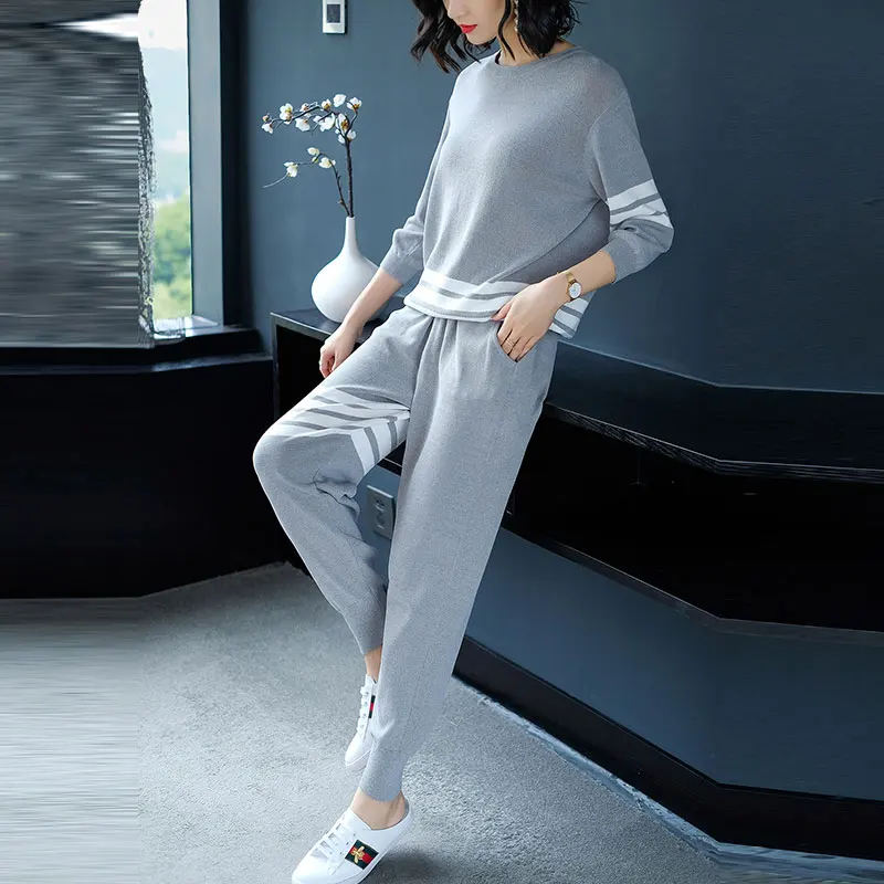 Женская одежда винтажные вязаные свитера штаны 2 предмета спортивный костюм