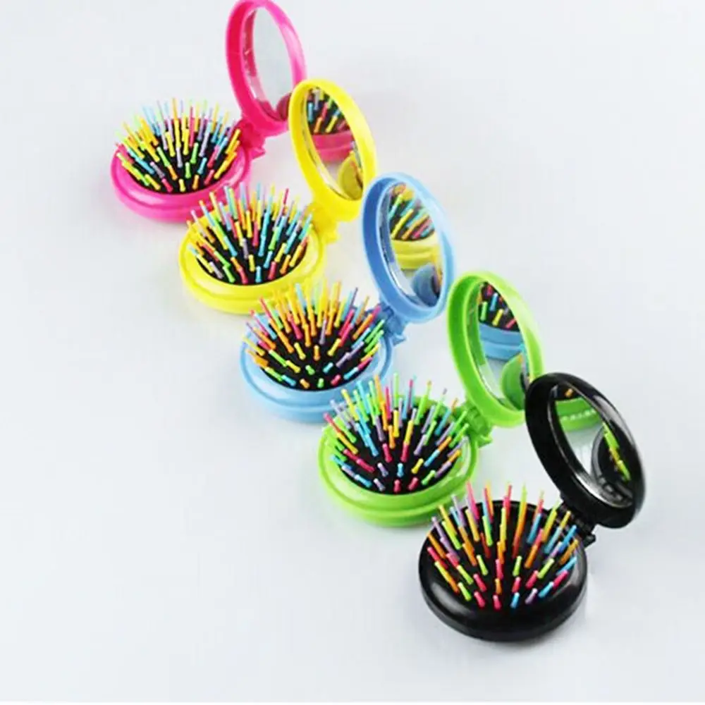 Модная мини Расческа для девочек складная зеркальная расческа массажная с