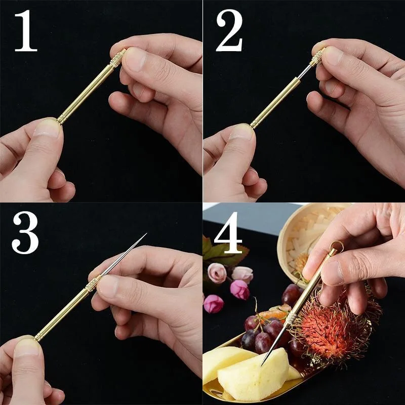 

New Titanium Outdoor Portable Multifunctional Toothpick Bottle Fruit Fork Camping Tool Toothpick Tube Stronger Than Dental Floss