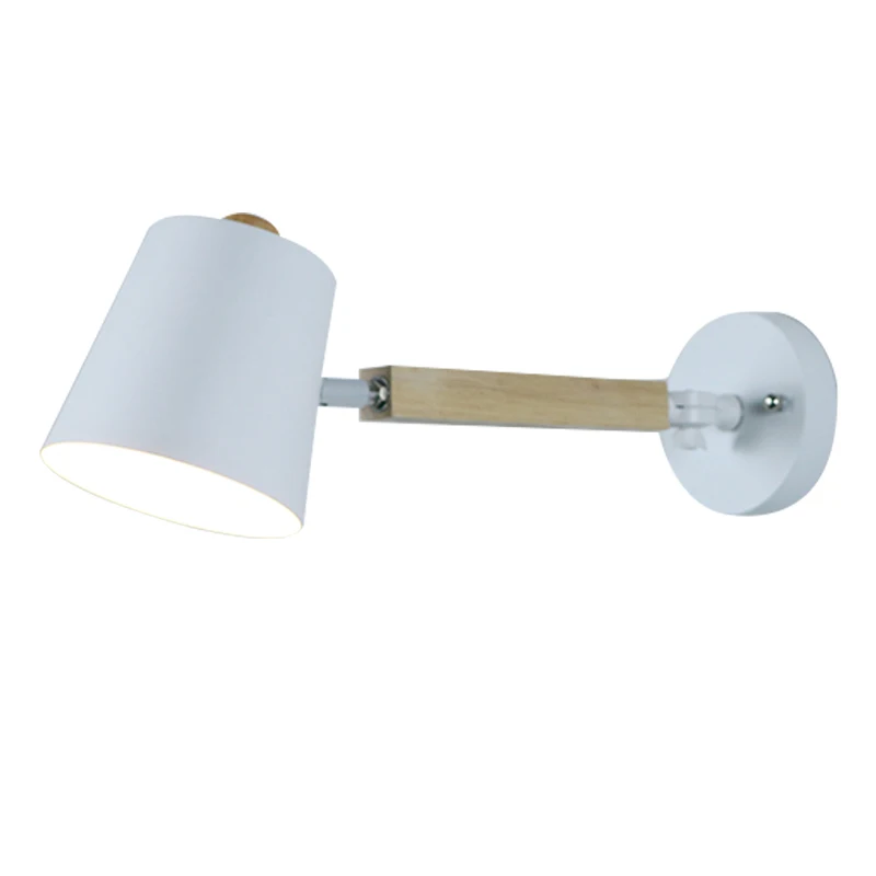 

BOTIMI Modern LED Wall Lamp With Metal Lampshade For Bedroom Wooden Reading Wall Sconce Adjustable Bedside Lighting Fixtures