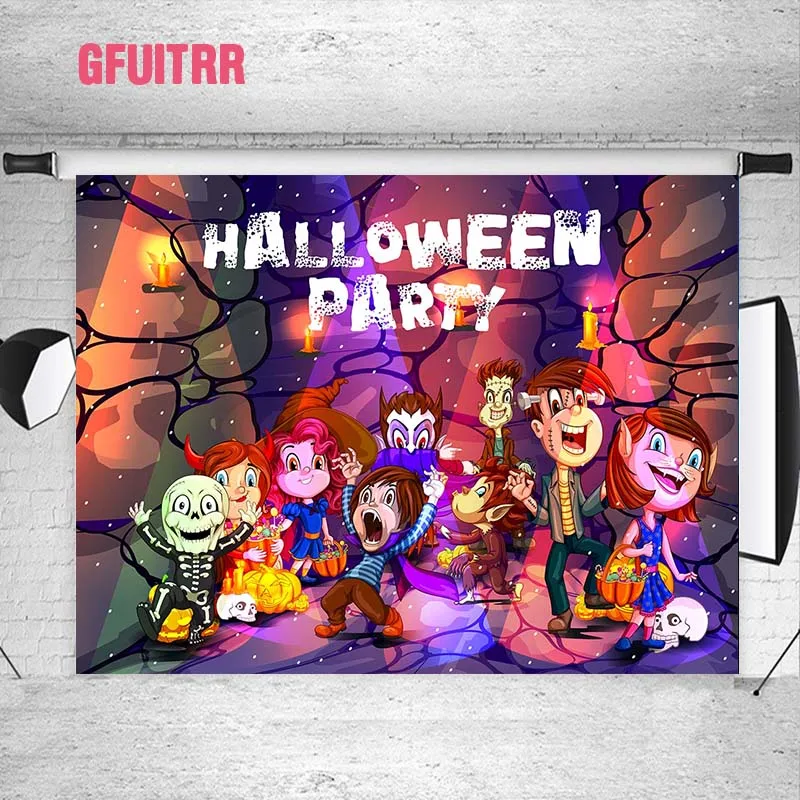 

GFUITRR Декорации для фотосъемки с привидениями для Хэллоуина вечеринки фоны для фотосъемки дети в страшном костюме тыквы Декор баннеры Фотос...