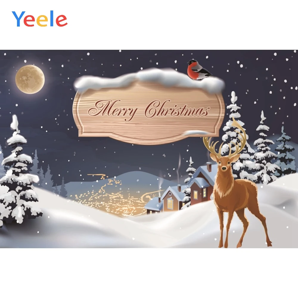 

Счастливого Рождества Лесной Олень Снежинка город украшения дома фон для фотосъемки на заказ фотографический фон для фотостудии