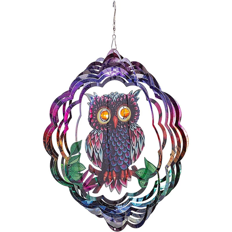 

12Inch Metal Wind Spinner Outdoor Garden Decoration,Owl Catcher Windmills for Patio and Lawn Ornaments Art