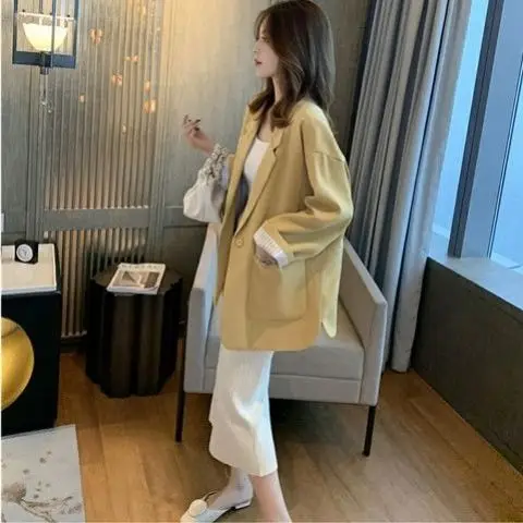 

Blazer Women Coats Spring Autumn Suit Jacket Vintage New Korean British Style Chic Casual Blazers Jackets Girls Loose Outerwears