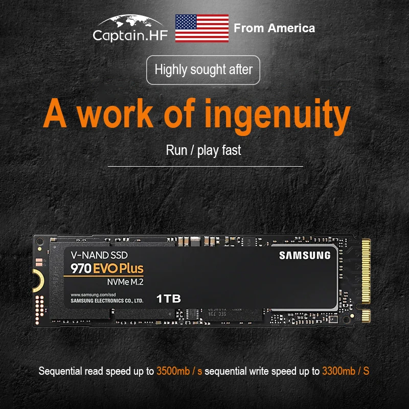 

US Captain 970 EVO Plus SSD 250GB - M.2 NVMe Interface Internal Solid State Drive with V-NAND Technology (MZ-V7S250BW)