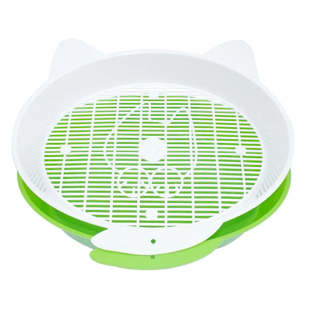 light green Коробка для кошачьего туалета с поддоном, коврик пластиковый для домашних животных, туалет для кошек и кроликов для кошек, отсев кошачьего туалета - Цвет: light green