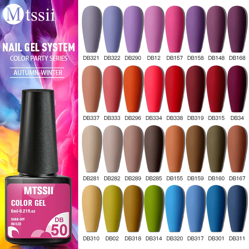 

Mtssii Pure Color Gel Nail Polish Semi Permanent Nude Series Winter Red Varnish Soak Off Base And Top Coat UV Gel Varnish